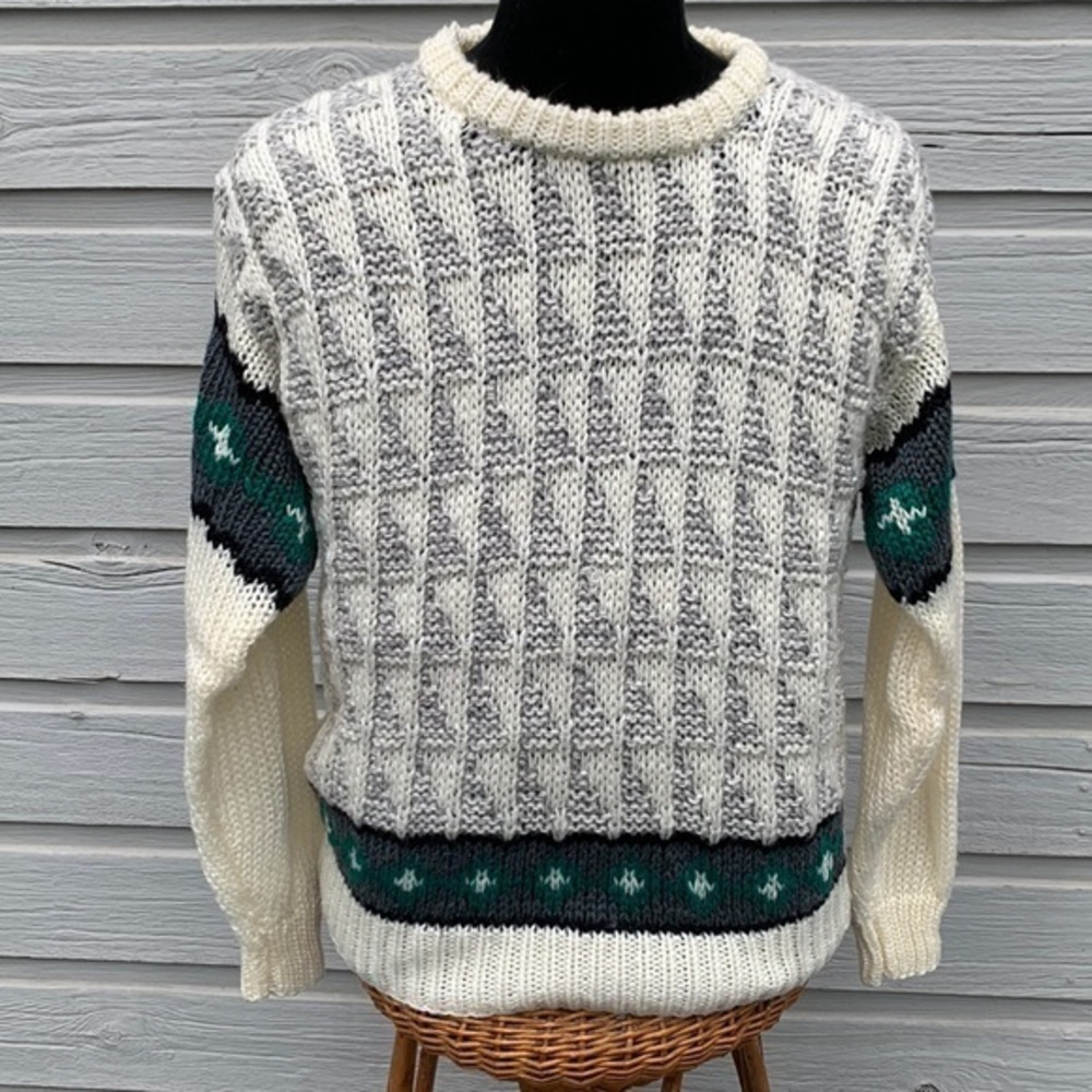 Vintage Justin Blake open weave Grandpa acrylic chunky knit sweater Large